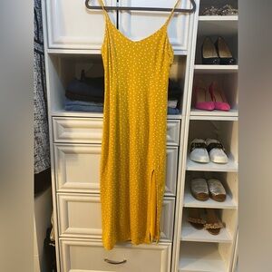 Abercrombie & Fitch Yellow Polka Dot Midi Dress
